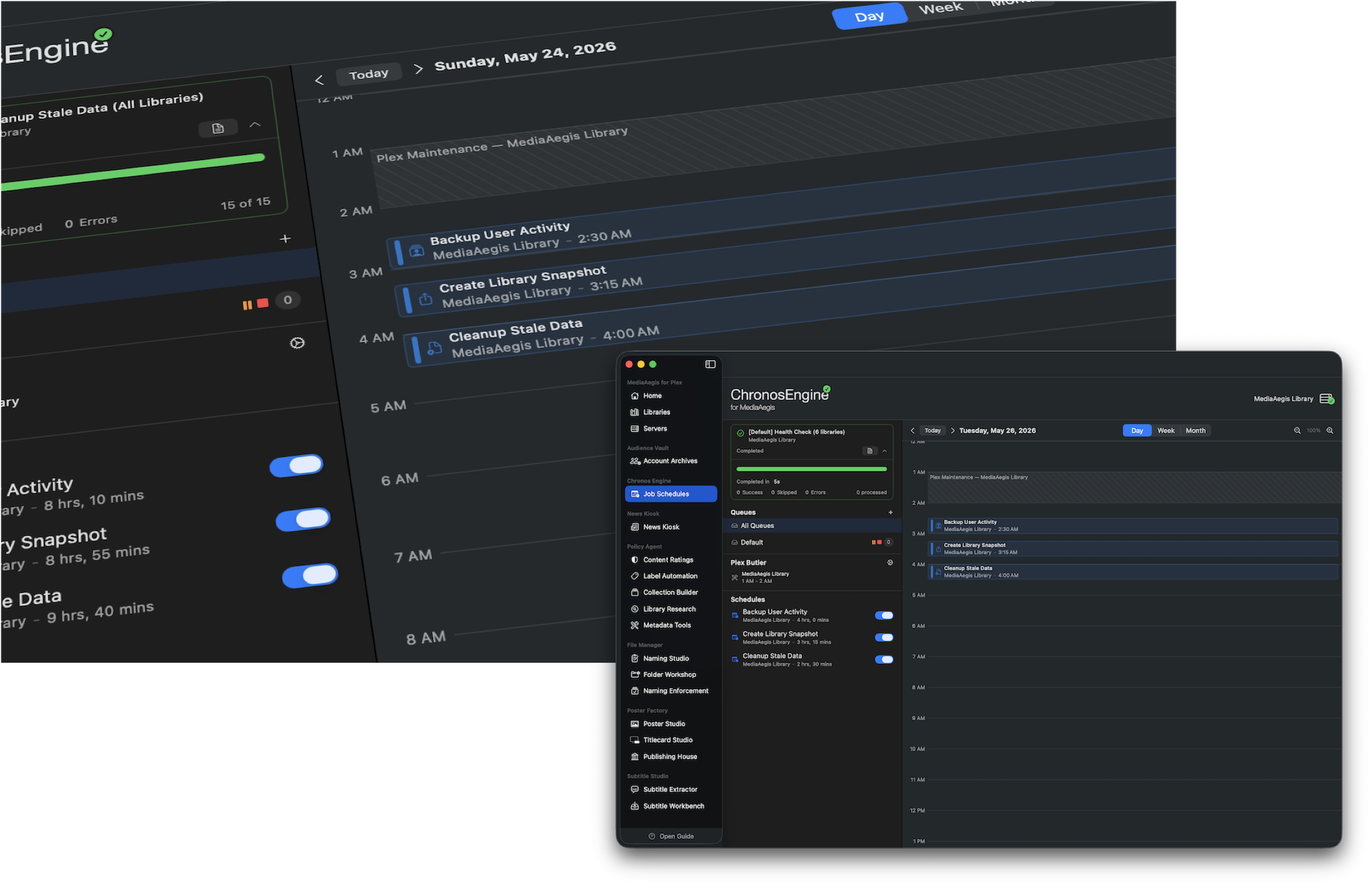 Chronos Engine scheduling calendar and job queue