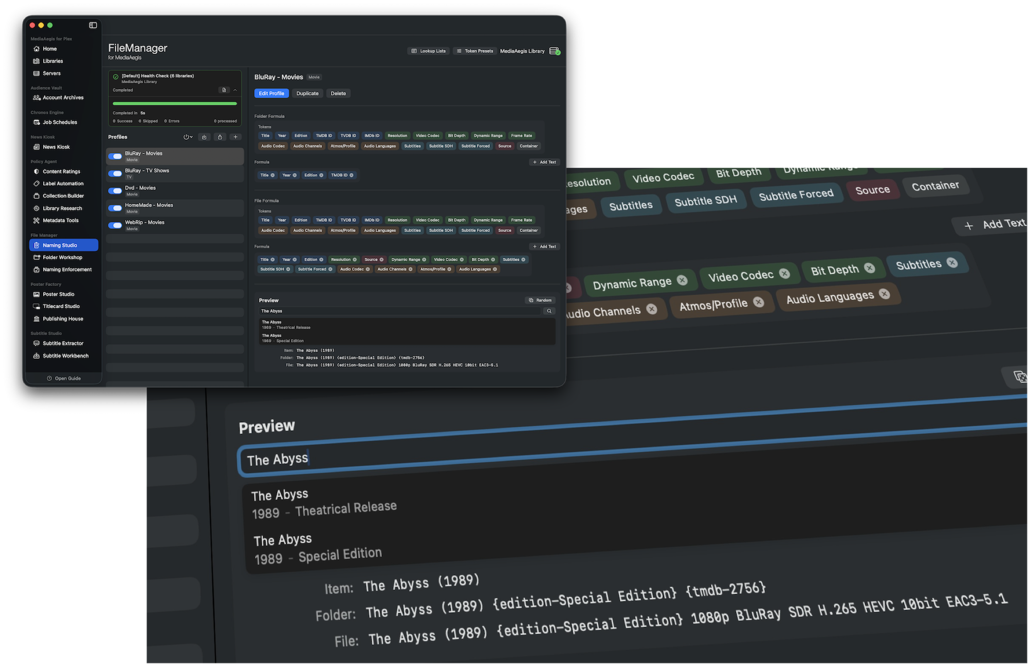 File Manager naming profiles with Library Research